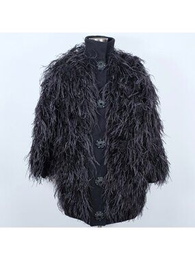 Chanel 08A Jacket Coat Dress 38 / 6 Ostrich Feather 2008 oversized 2008 Cashmere